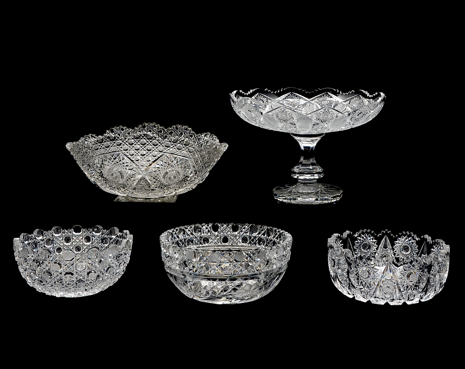 5 PIECE LOT EXQUISITE CUT GLASS