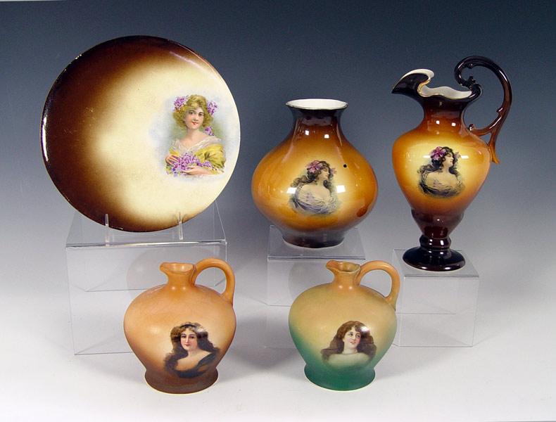 5 PIECE LOT OF LADY DECORATED