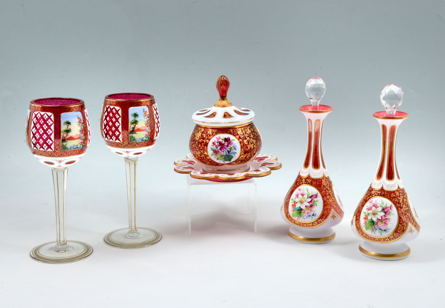 5 PIECE MOSER PORTRAIT GLASS