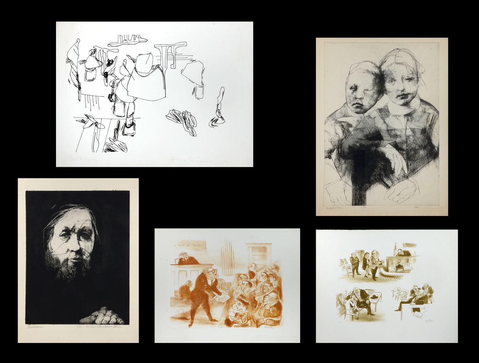 5-PIECE PRINT LOT TO INCLUDE 2