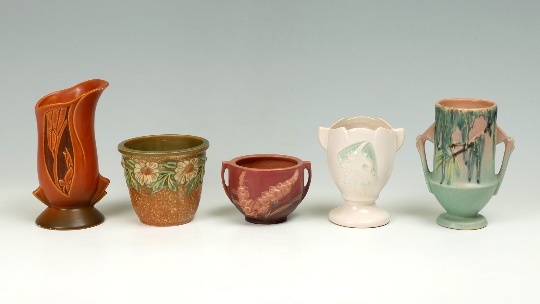 5 PIECE ROSEVILLE POTTERY