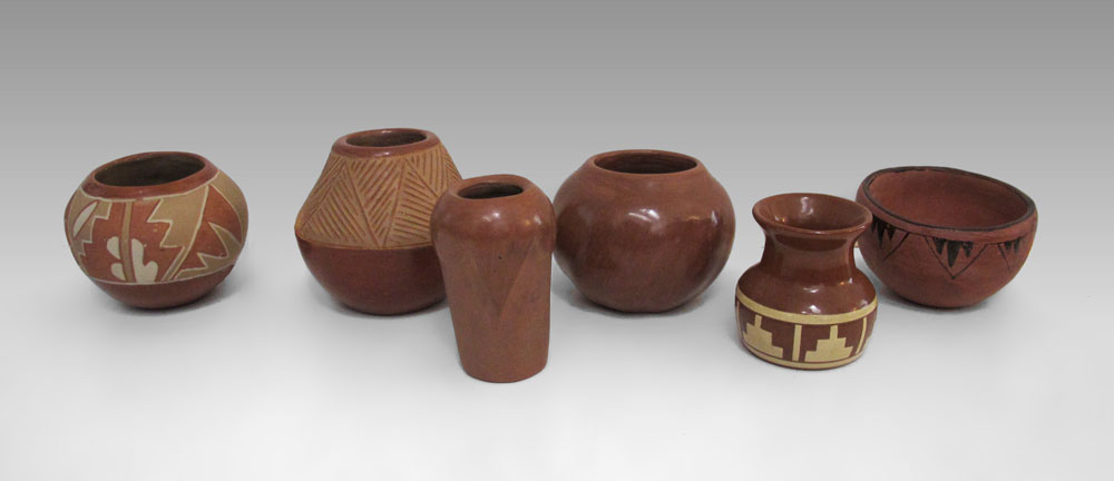 5 PIECE SANTA CLARA POTTERY RED