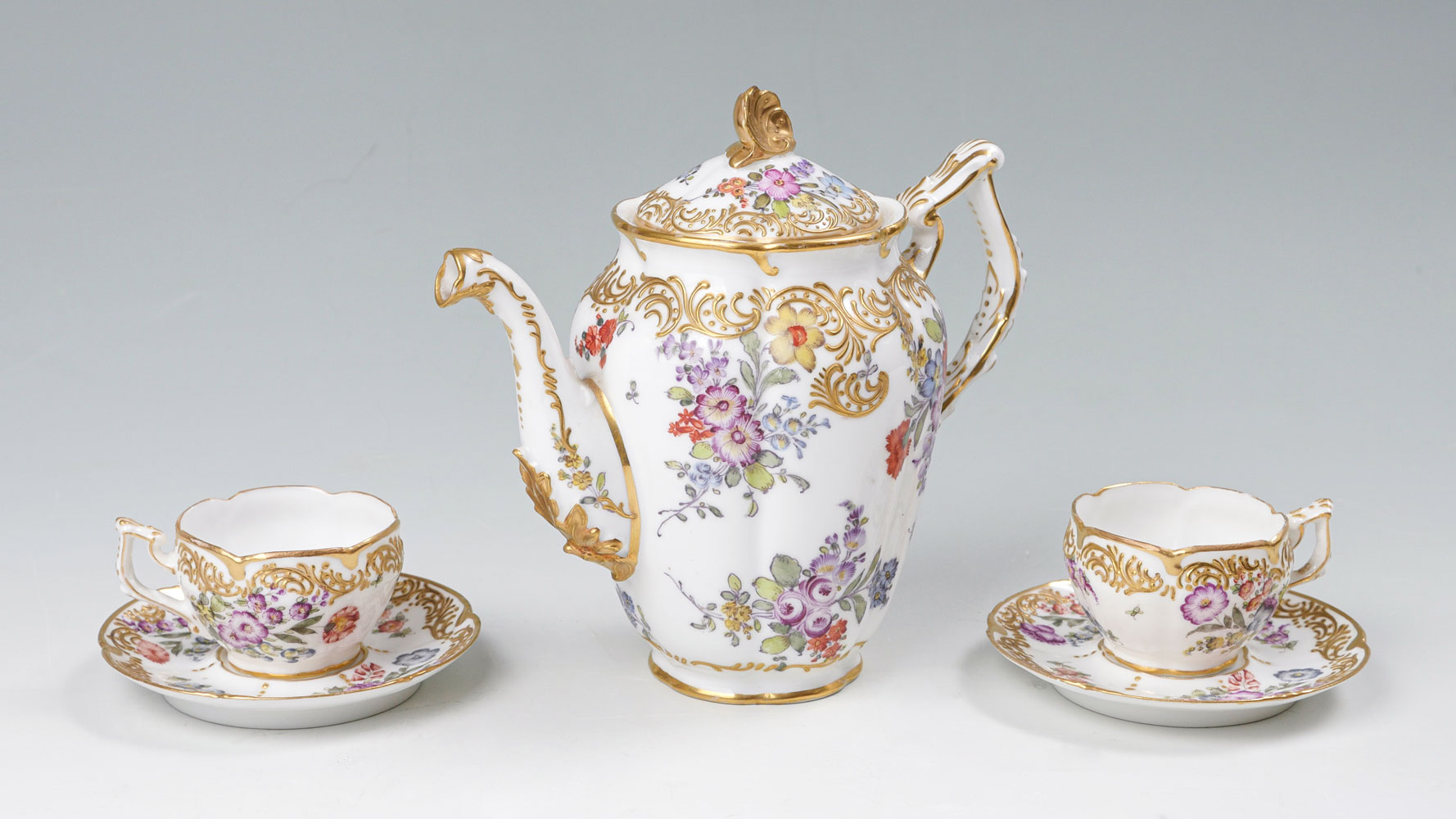 5 PIECE SEVRES STYLE TEA SET: