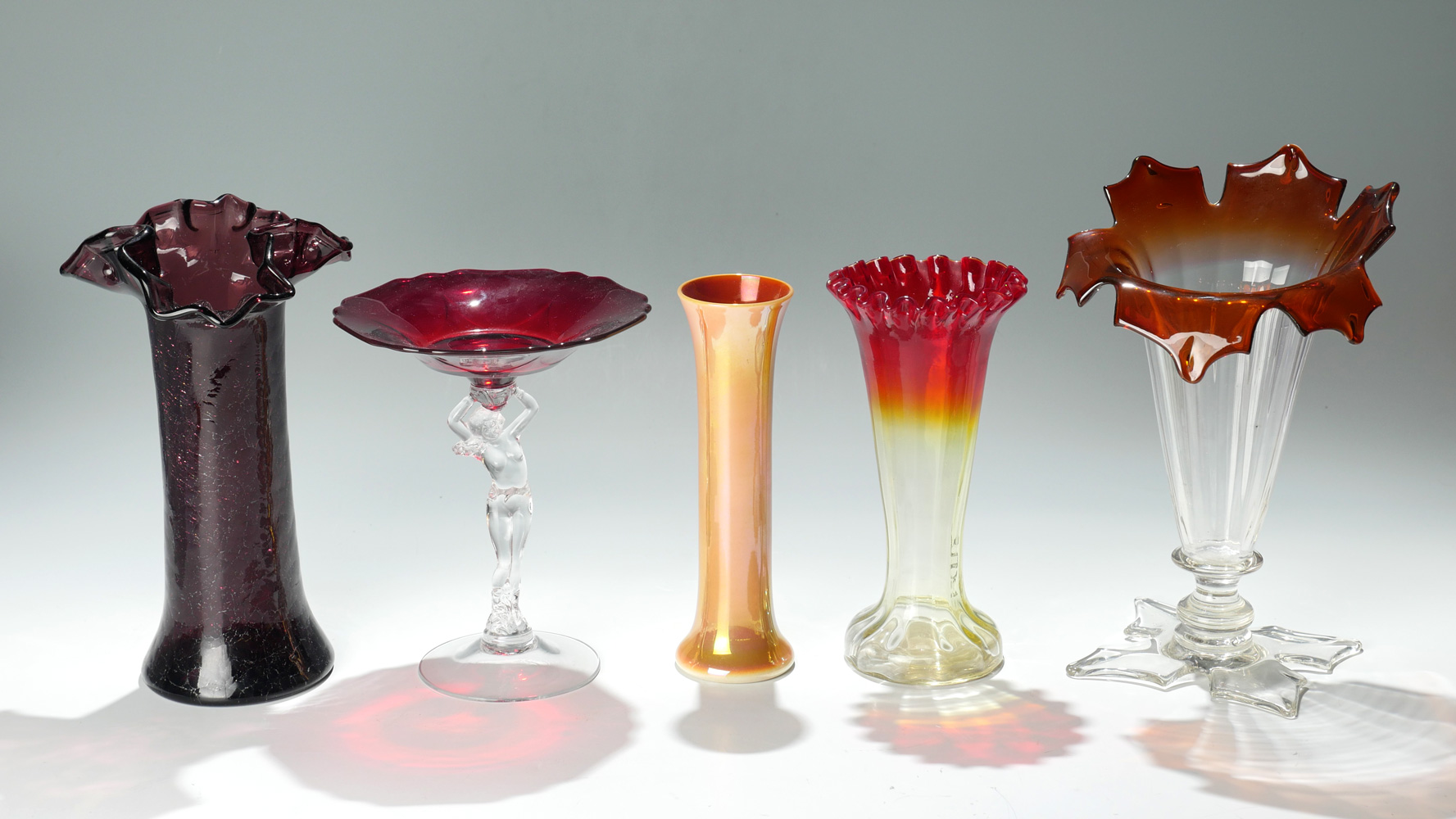 5 PIECE VASE AND COMPOTE