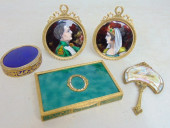 5 PIECES OF ENAMEL, PAIR PORTR