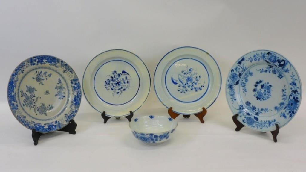 (5) PIECES OF TIN-GLAZED