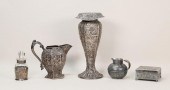 5 PIECES REPOUSSE DECORATED SI