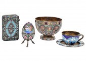 5 PIECES RUSSIAN 84 ENAMELED S
