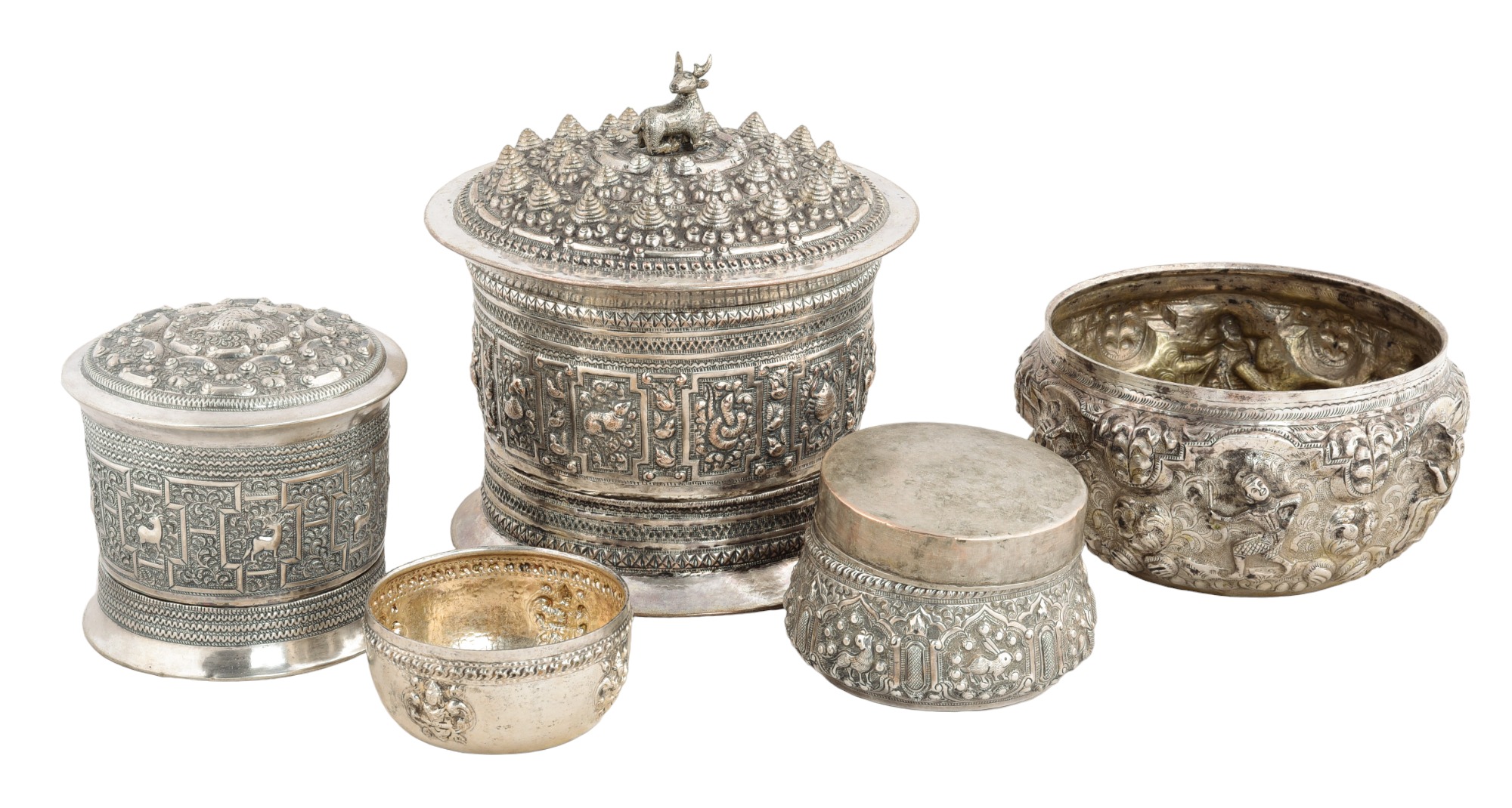 (5) Pieces Thai and style silver