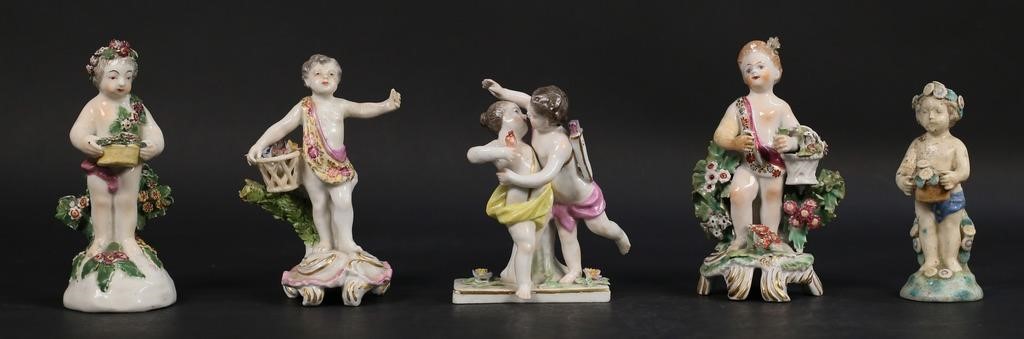 5 PORCELAIN CHERUB FIGURINES5
