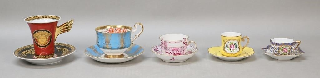 5 PORCELAIN CUPS & SAUCERS VERSACE,
