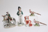 5 PORCELAIN FIGURES AND ANIMAL