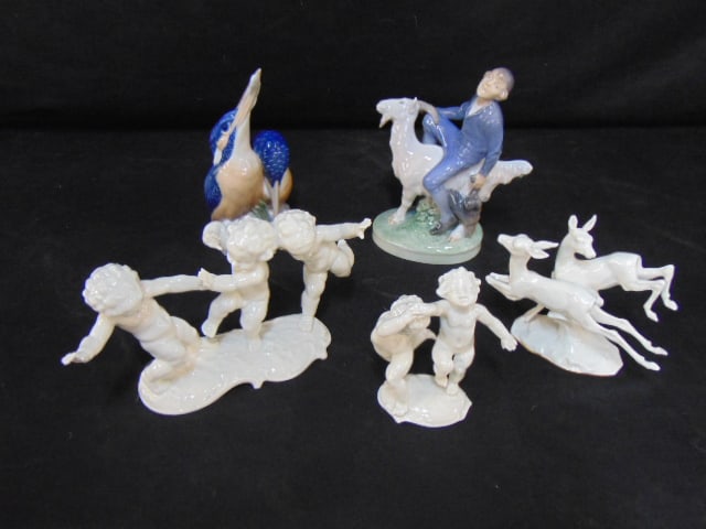 5 PORCELAIN FIGURINES, 2 BY ROYAL