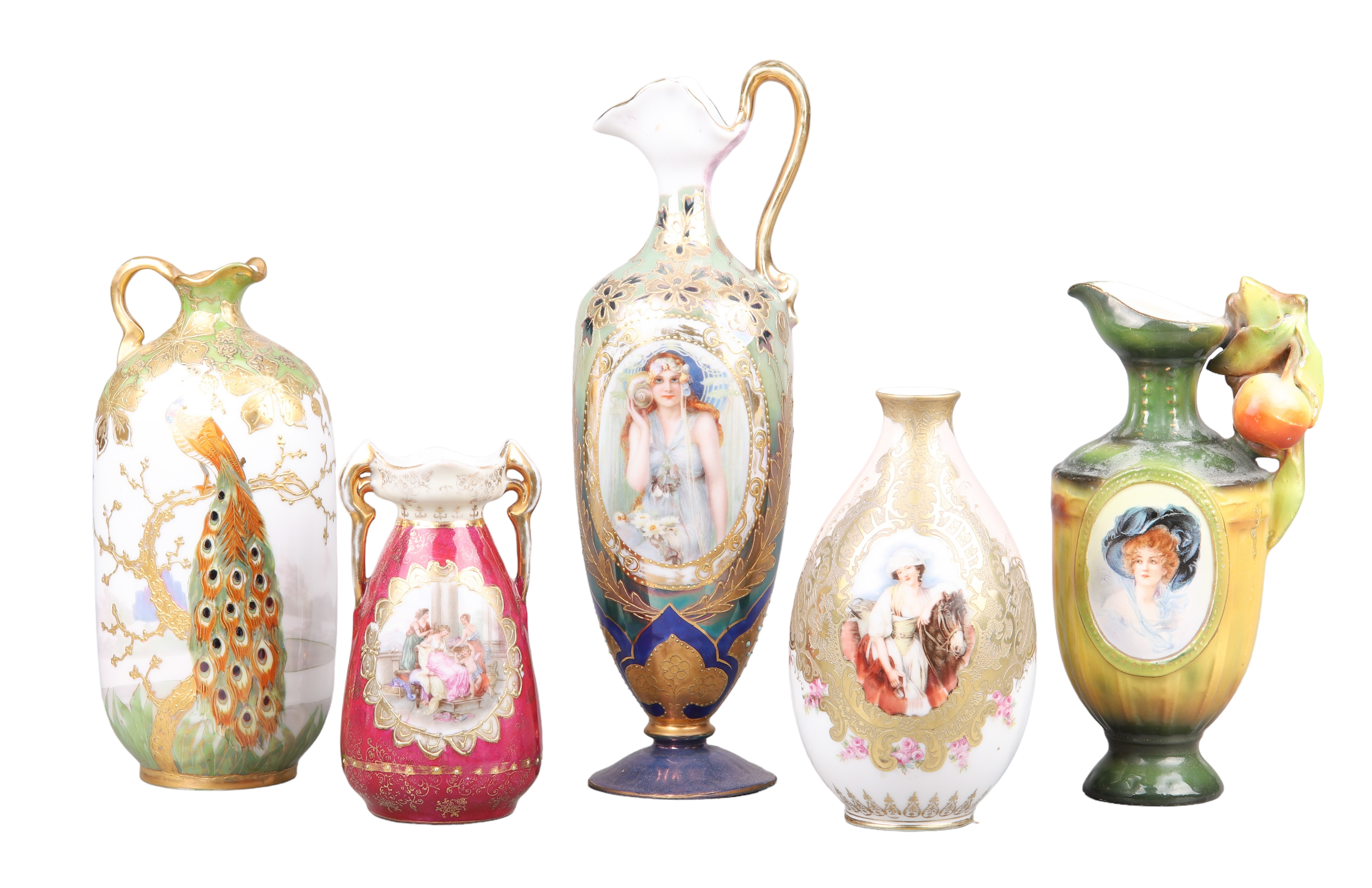 (5) Porcelain portrait vases to