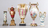 (5) Porcelain urns and vase to