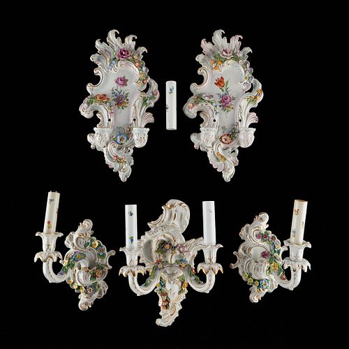 5 PORCELAIN WALL SCONCES -