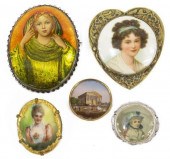 (5) PORTRAIT MINIATURE JEWELRY