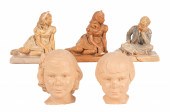 (5) Pottery sculptures, c/o bo