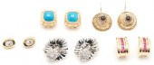 5 PRS. LADIES 14K & GEMSTONE E