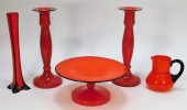 5 RED TANGO BOHEMIAN ART GLASS