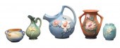 (5) Roseville pottery pieces t