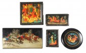 (5) Russian lacquer boxes, all