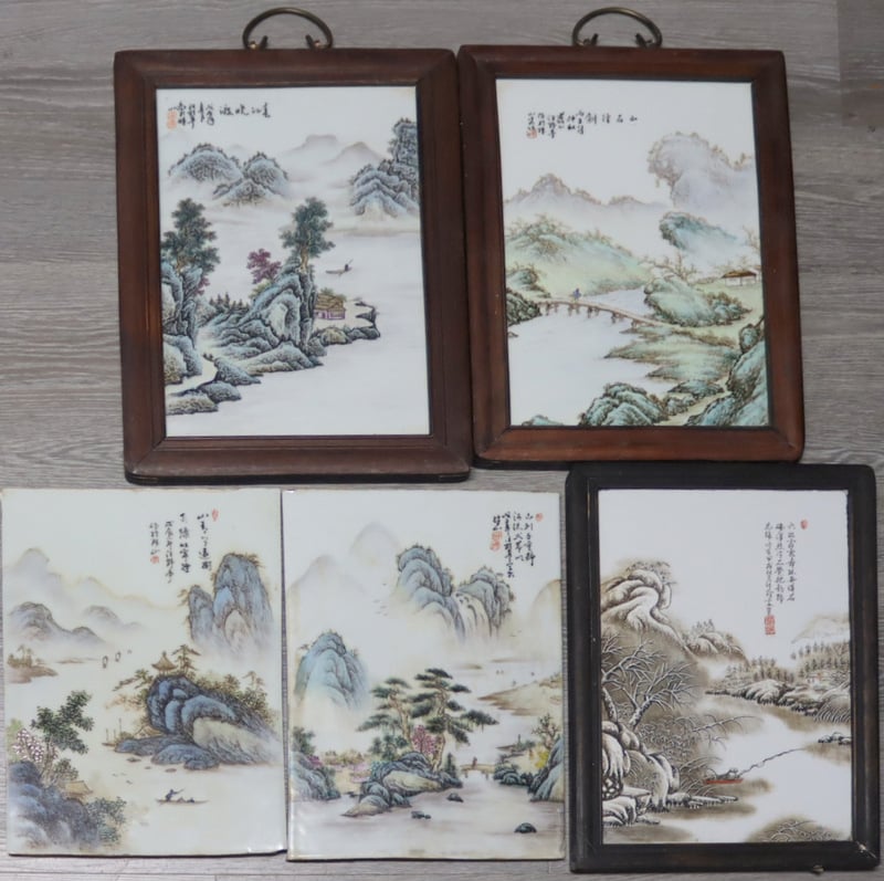 (5) SIGNED CHINESE ENAMEL DECORATED