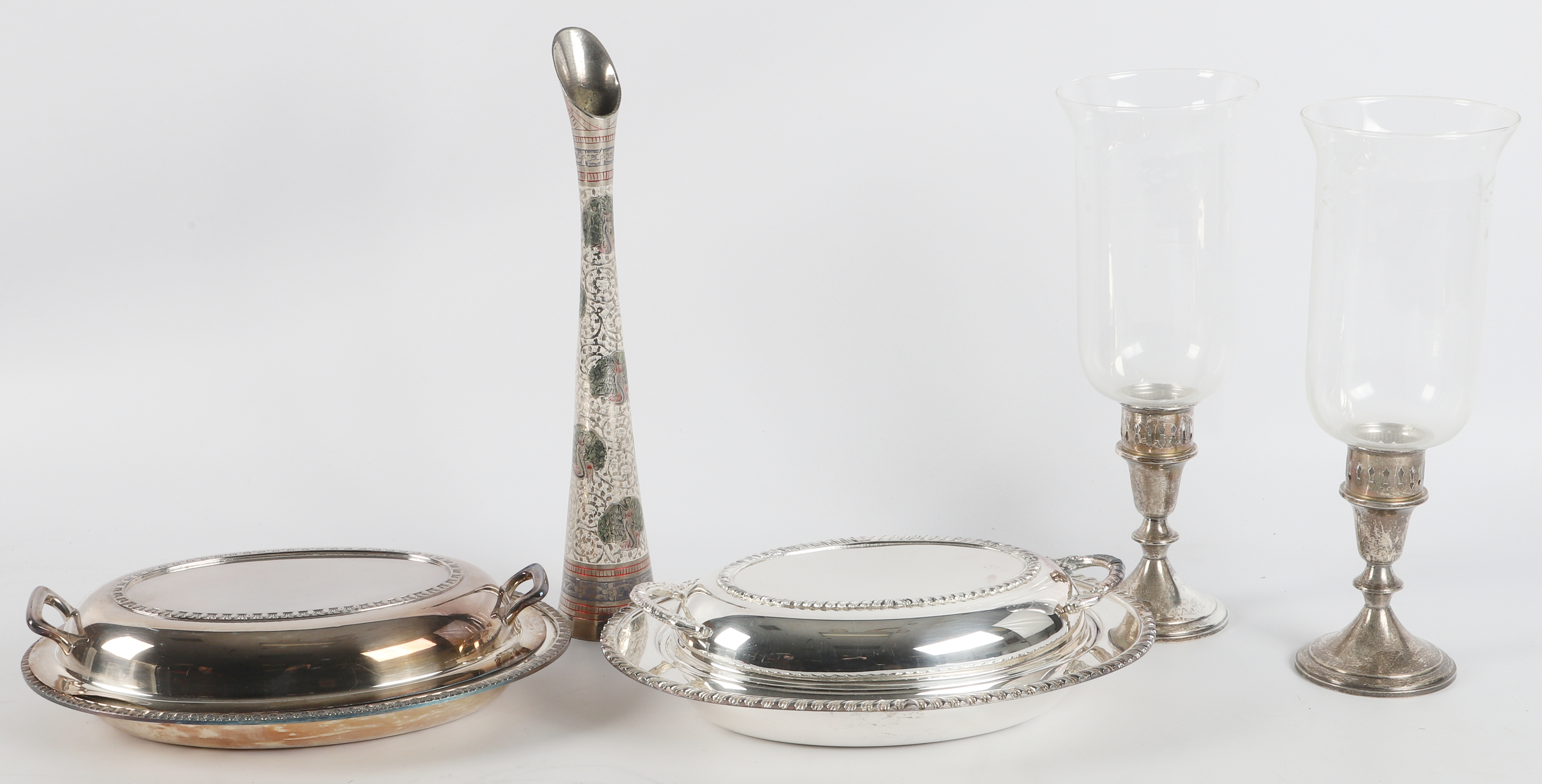 (5) Silver items, c/o pair of Poole