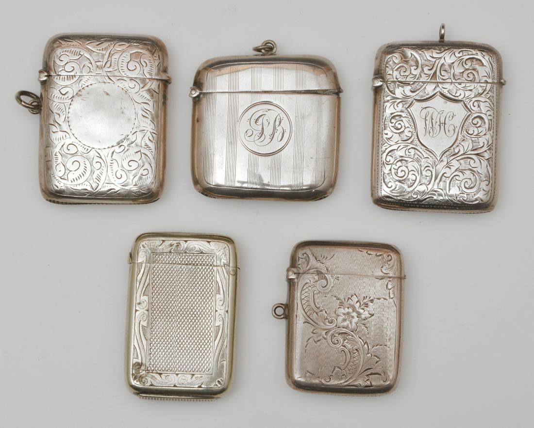 5 SILVER MATCH SAFES. 4 ARE