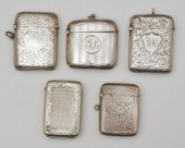 5 SILVER MATCH SAFES. 4 ARE EN
