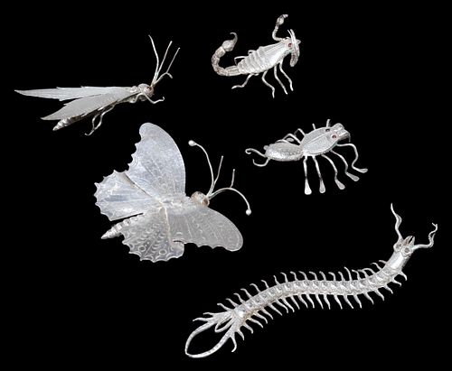 (5) SILVER MODELS OF INSECTS(lot of