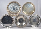 (5) Silverplate trays and dish