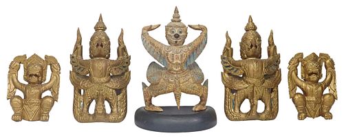 (5) SOUTHEAST ASIAN CARVED &AMP;