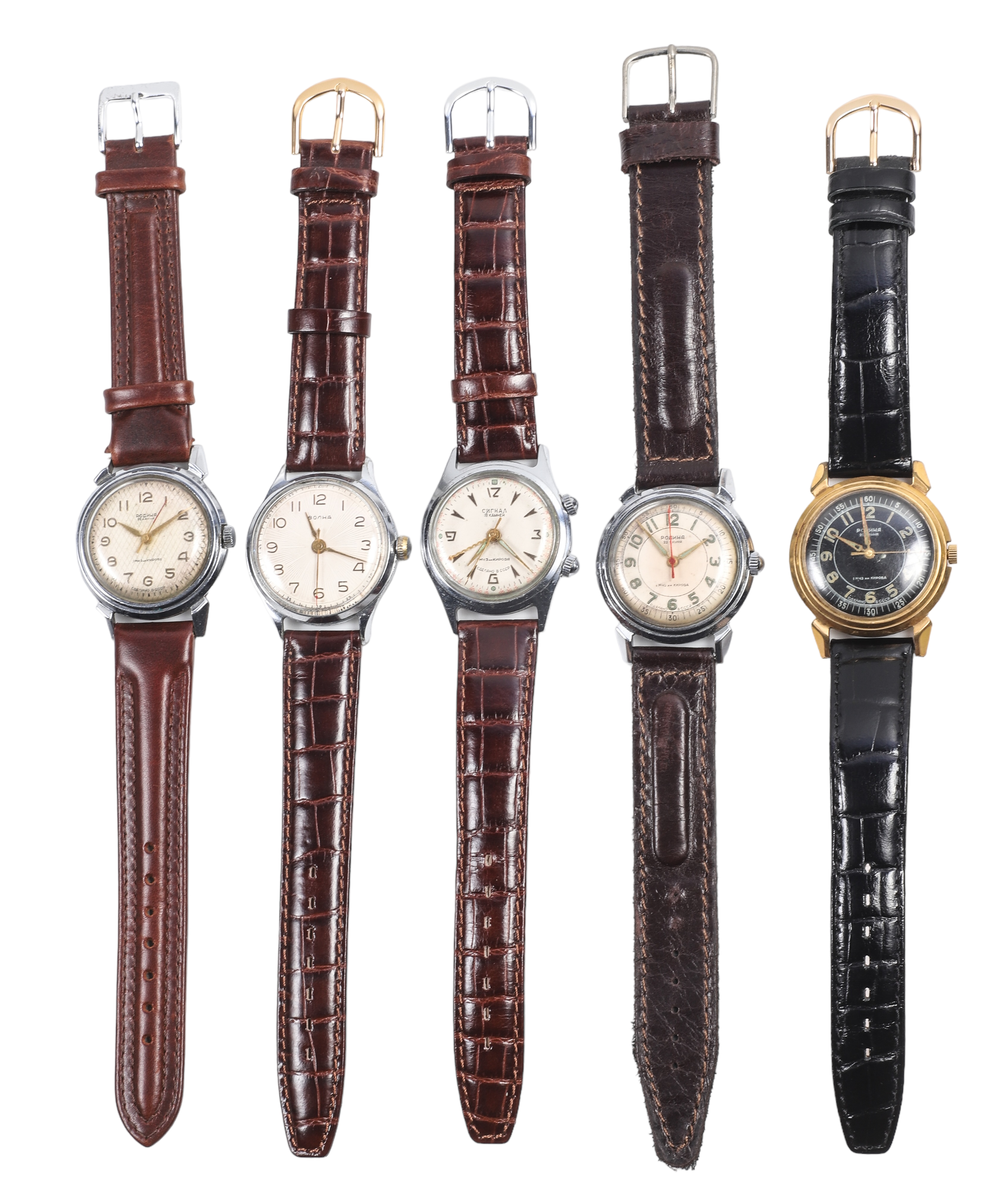(5) Soviet era wrist watches to