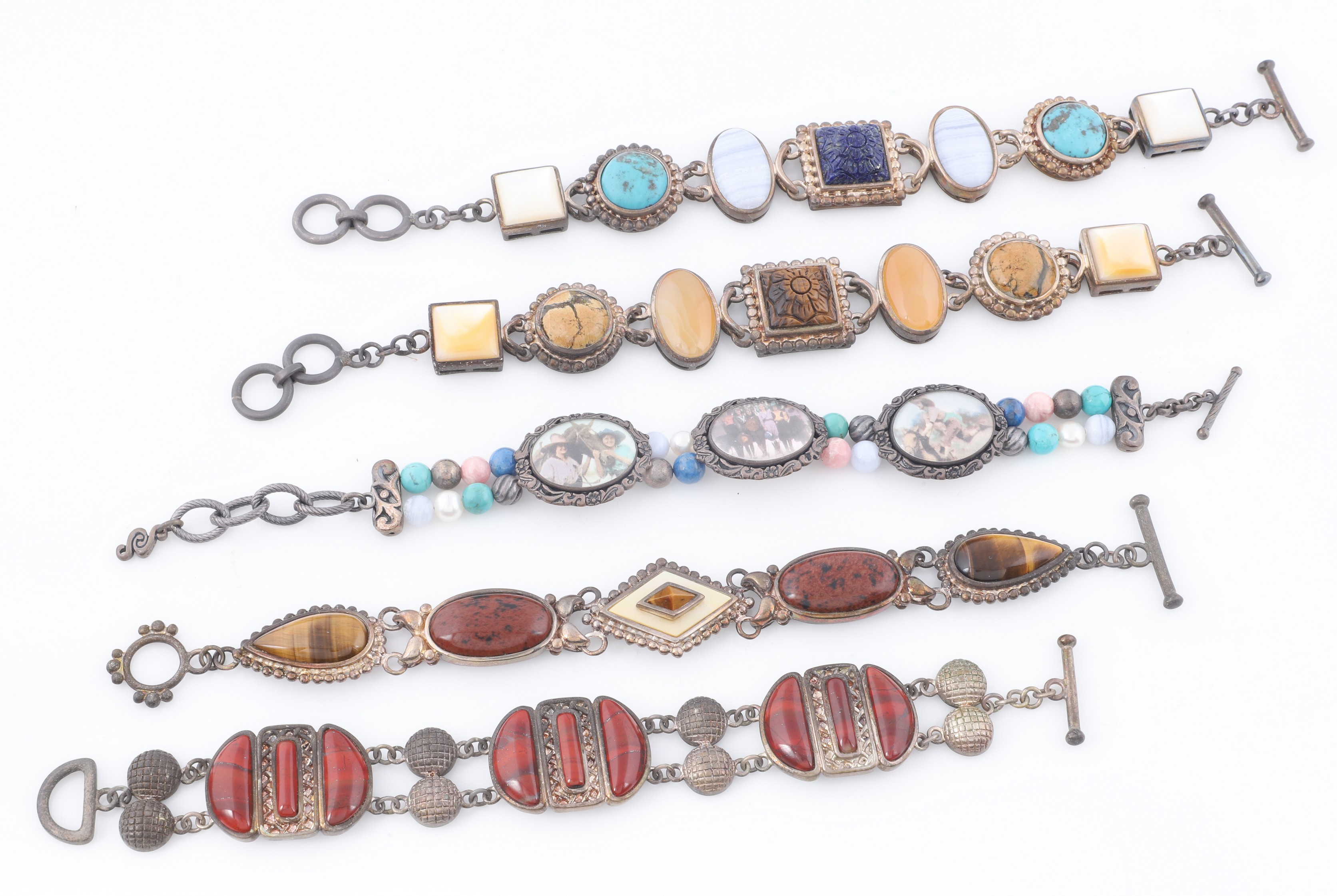 (5) Sterling bracelets,