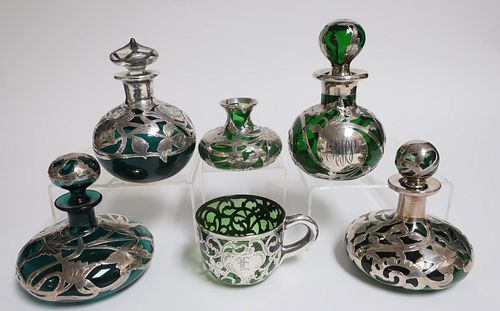 5 STERLING OVERLAY & GLASS ART