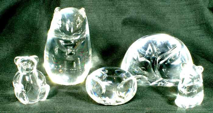 (5) Steuben crystal items, mouse,