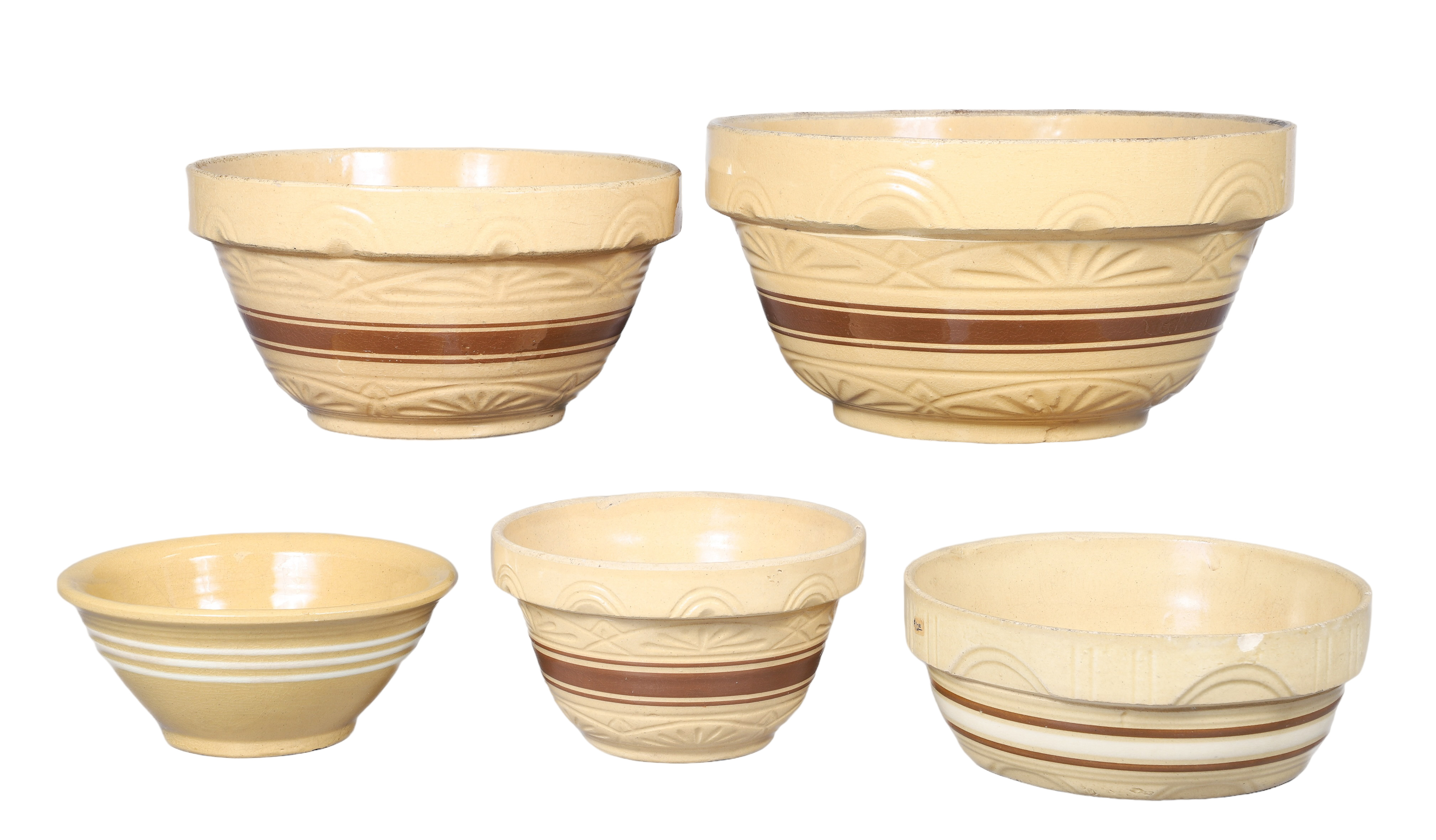 (5) Stoneware mixing bowls to