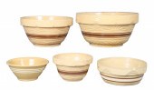 (5) Stoneware mixing bowls to