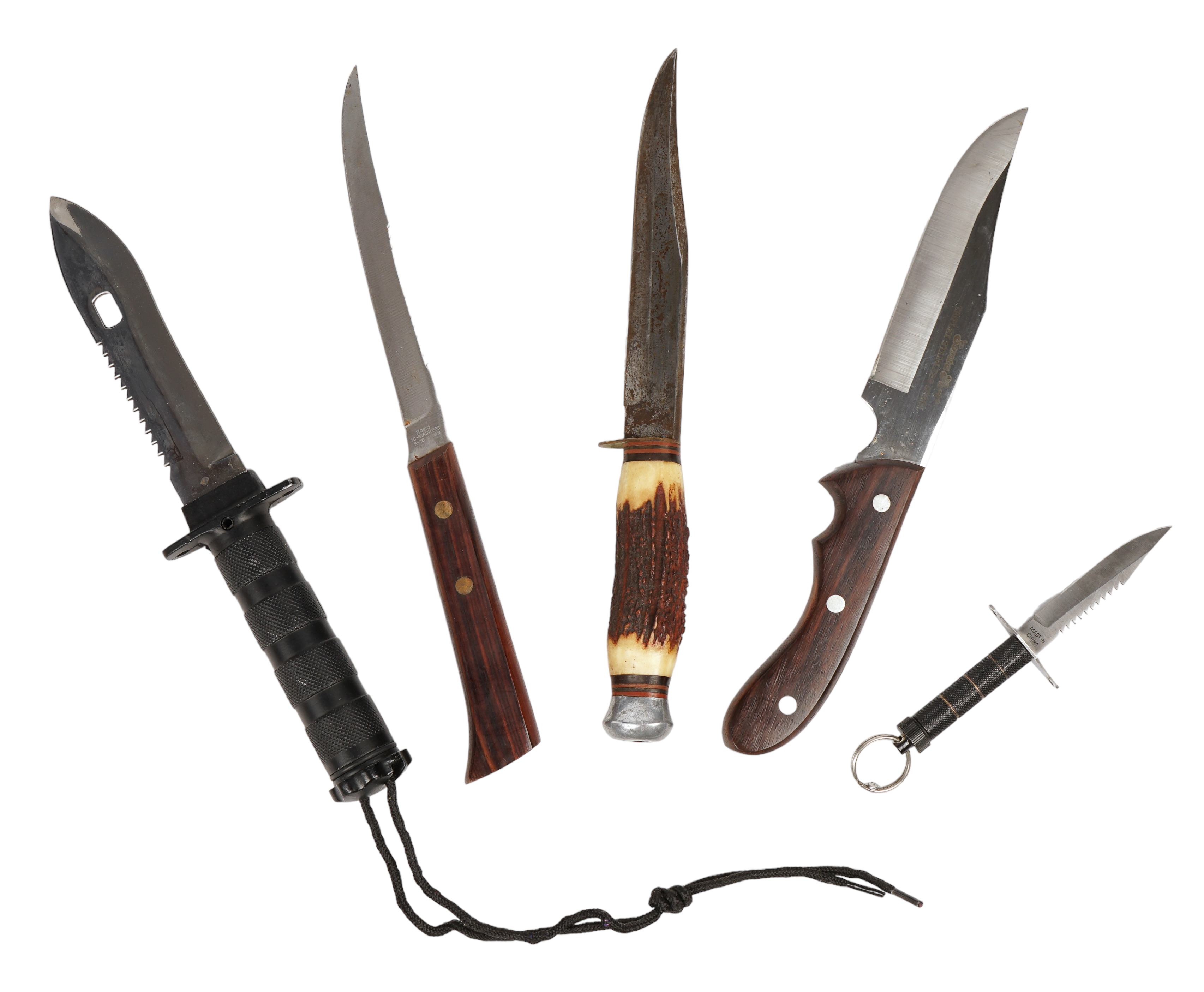 (5) Straight knives, c/o antler