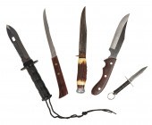(5) Straight knives, c/o antle