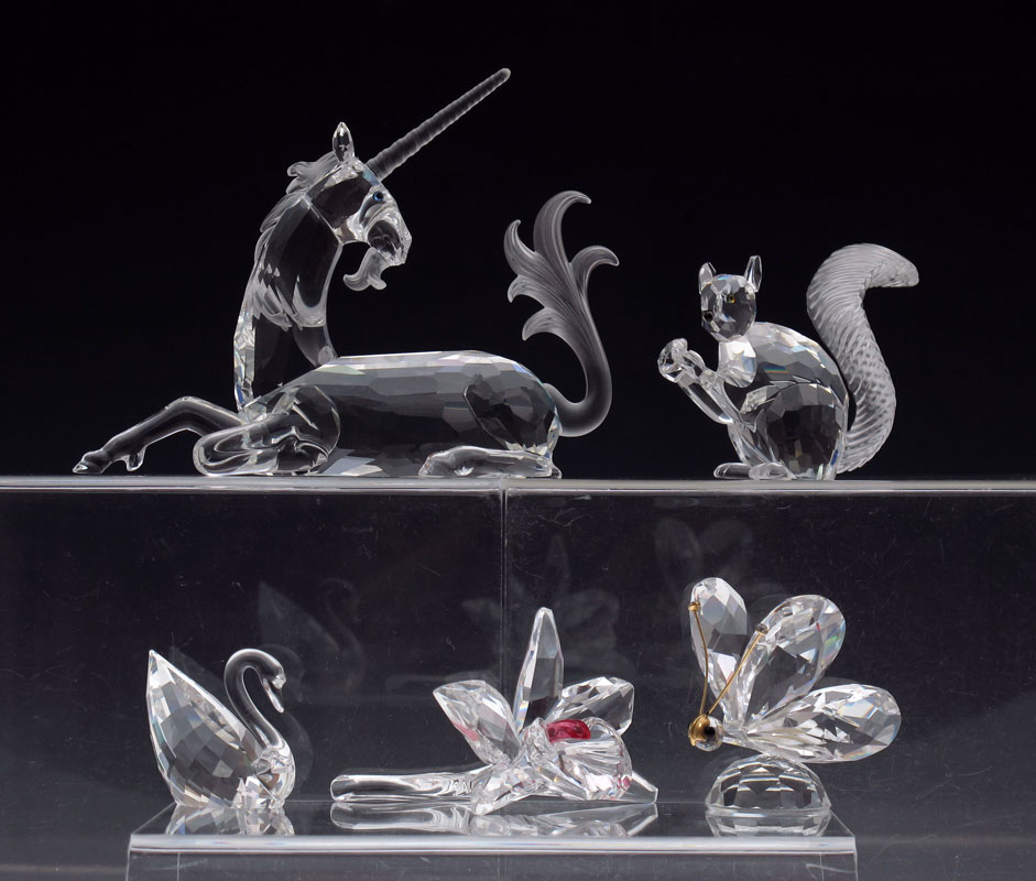5 SWAROVSKI CRYSTAL FIGURINES: