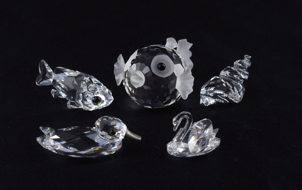 5 SWAROVSKI CRYSTAL FIGURINES: To