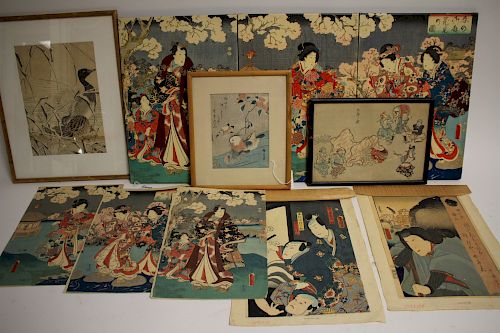 5 UKIYO -E WOODBLOCKS, KUNISADA AND