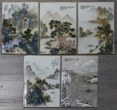 (5) UNFRAMED CHINESE ENAMEL DE