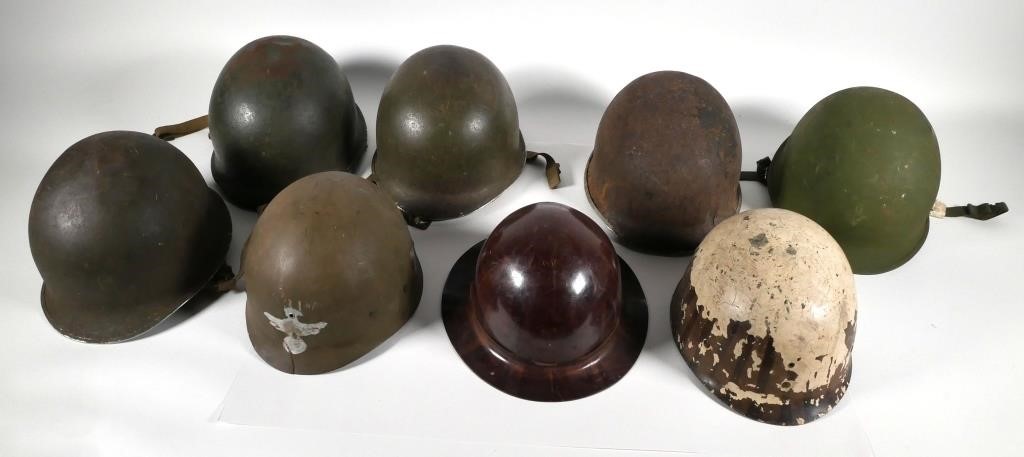 (5) US MILITARY COMBAT M1 HELMETS &