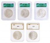 (5) US MORGAN SILVER DOLLARS,