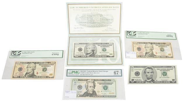 (5) U.S. NOTES, $10 & $20
