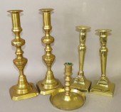 5 VARIOUS BRASS CANDLESTICKSca