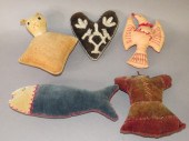 5 VARIOUS FIGURAL PIN CUSHIONS